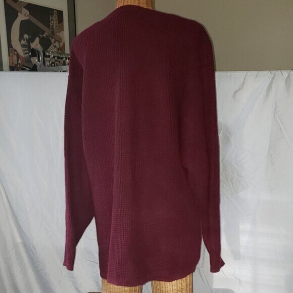 Men's STRUCTURE Waffle Knit Sweater in Burgundy - XL - Picture 3 of 4